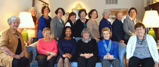 WCCPNJ 2016-2017 Board Members, photos taken at Windrows/Princeton, Oct. 5, 2016: Front Row seated: L to R -Barbara Johnson, Marlene Gordon, Lynda Woods Cleary, Kathy Hutchins, Carol Stawski, Beverly Crane-Dubee; Back Row standing: L to R -Mary Giordmaine, Florence Begun, Beverly Kestenis, Gay Culin, Mary Laity, Helen Ju, Danuta Buzdygan, Janet Reiche, Nora Ananos; Not pictured: Nancy Lifland, Mary Francis Stahler. Photo credit: Nora Ananos.